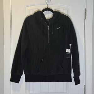 Volcom Black Hooded Teddy Jacket with Ribbed Cuffs Size Small